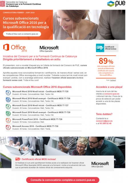 Cursos subvencionados Microsoft Office 2016