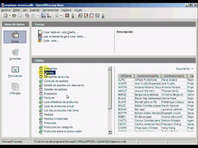 Base de datos conectada a Access