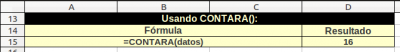 Función CONTARA() aplicada a los datos