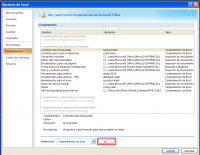 Página de complementos en Excel 2007